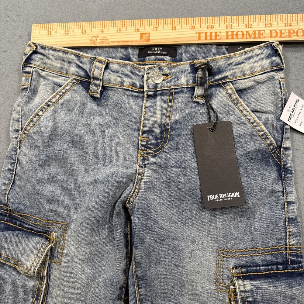 True religion Ricky YOUTH 10X26.5 carpenter relaxed straight cargo jeans NWT - Picture 6 of 8